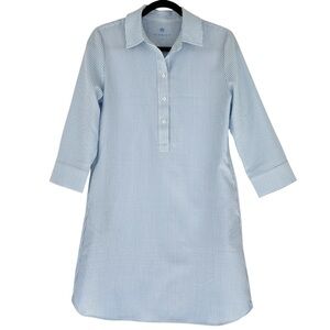 Renwick Blue Seersucker Shirt Dress Sz S Blue Striped NWOT